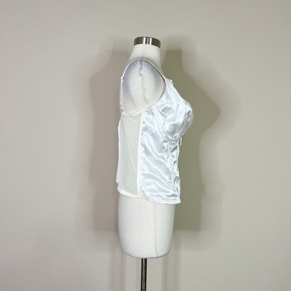 Vintage | 90s Secret Treasure White Satin Lace Mesh Back Corset Top Lingerie - Picture 5 of 10